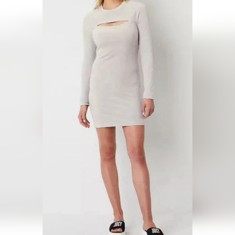 Juicy Couture Silver/Gray Velour Cut Out Bodycon Dress L